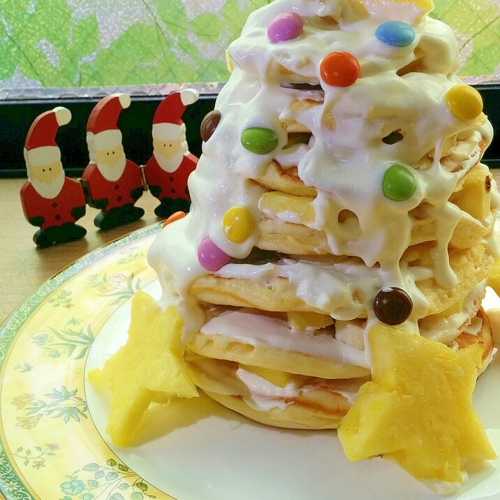 パンケーキでハワイアンなクリスマスツリーケーキ レシピ 作り方 By アリエルmf666 楽天レシピ